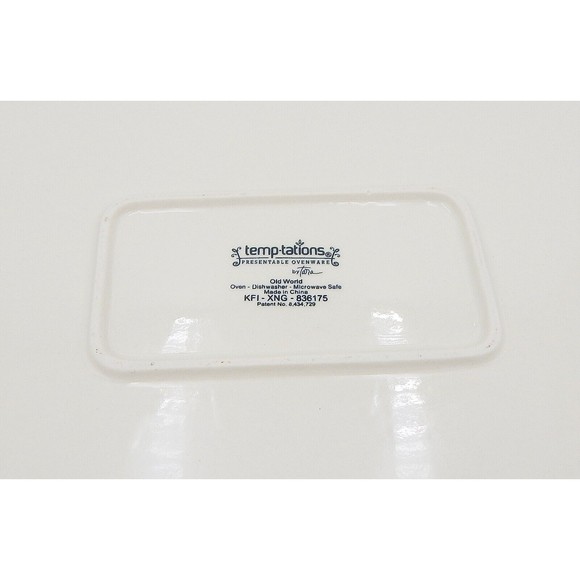 Temp-Tations By Tara Old World Green Rectangle 16 Inch Handled Platter - Picture 6 of 8